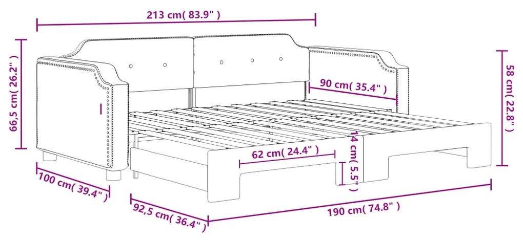 Καναπές Κρεβάτι Συρόμενος Ανοιχτό Γκρι 90 x 190 εκ. Υφασμάτινος 3197644
