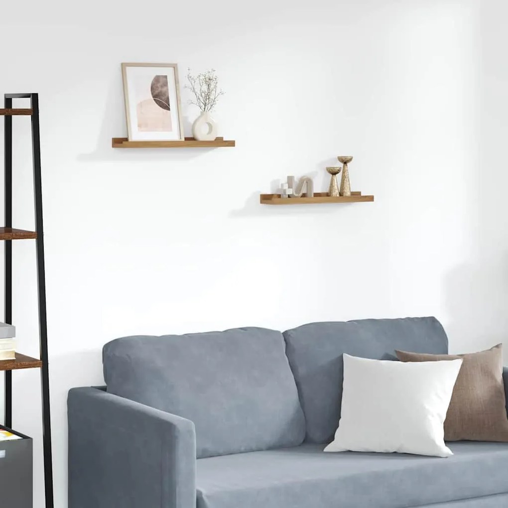 vidaXL Ράφι Τοίχου με ράφι 2 pcs Καφέ 40 x 9 x 3 cm Επεξεργασμένο ξύλο