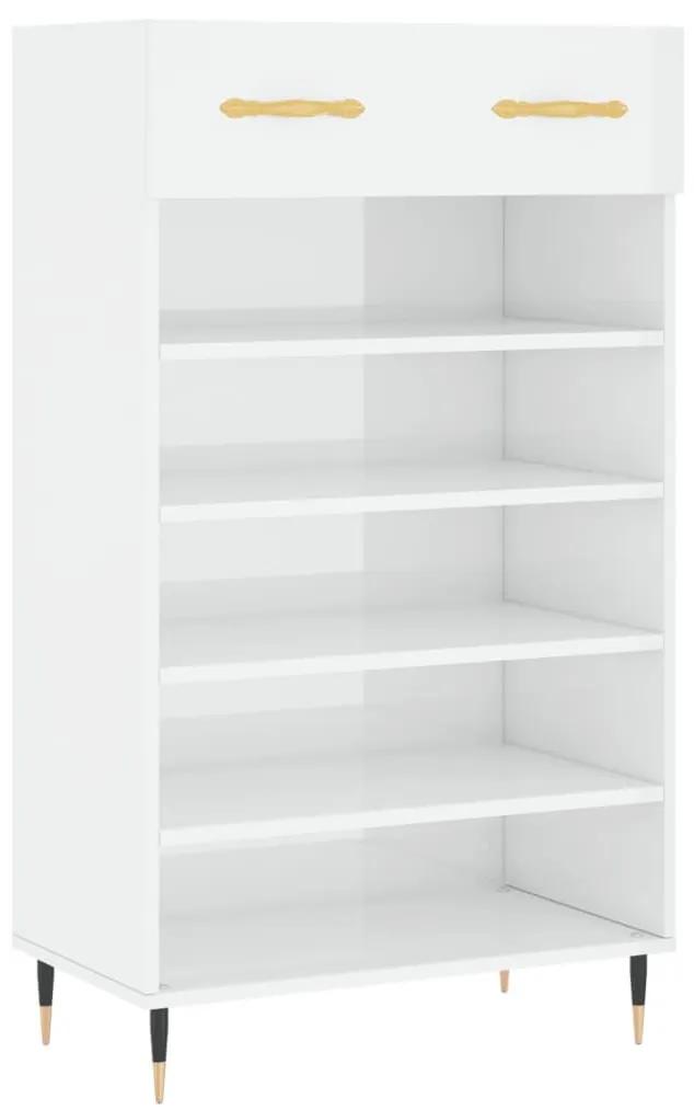 Παπουτσοθήκη Γυαλιστερό Λευκό 60x35x105 εκ. Επεξεργασμένο Ξύλο - Λευκό
