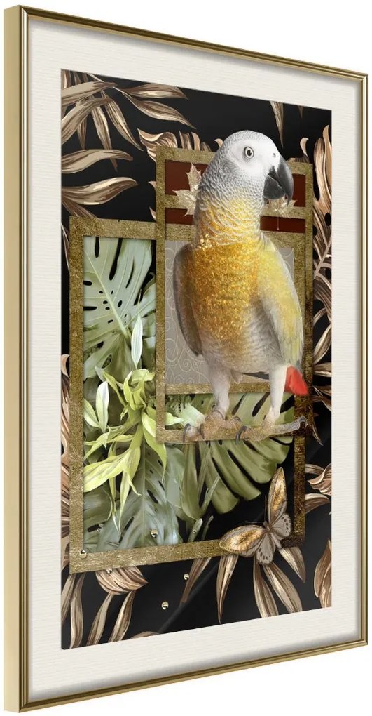 Αφίσα - Composition with Gold Parrot - 20x30 - Χρυσό - Με πασπαρτού