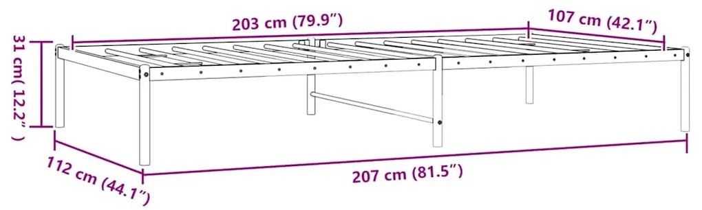 vidaXL Πλαίσιο Κρεβατιού Λευκό 107 x 203 εκ. Μεταλλικό