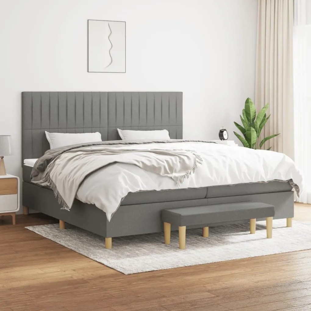 ΚΡΕΒΑΤΙ BOXSPRING ΜΕ ΣΤΡΩΜΑ ΣΚΟΥΡΟ ΓΚΡΙ 200X200 ΕΚ. ΥΦΑΣΜΑΤΙΝΟ 3137342