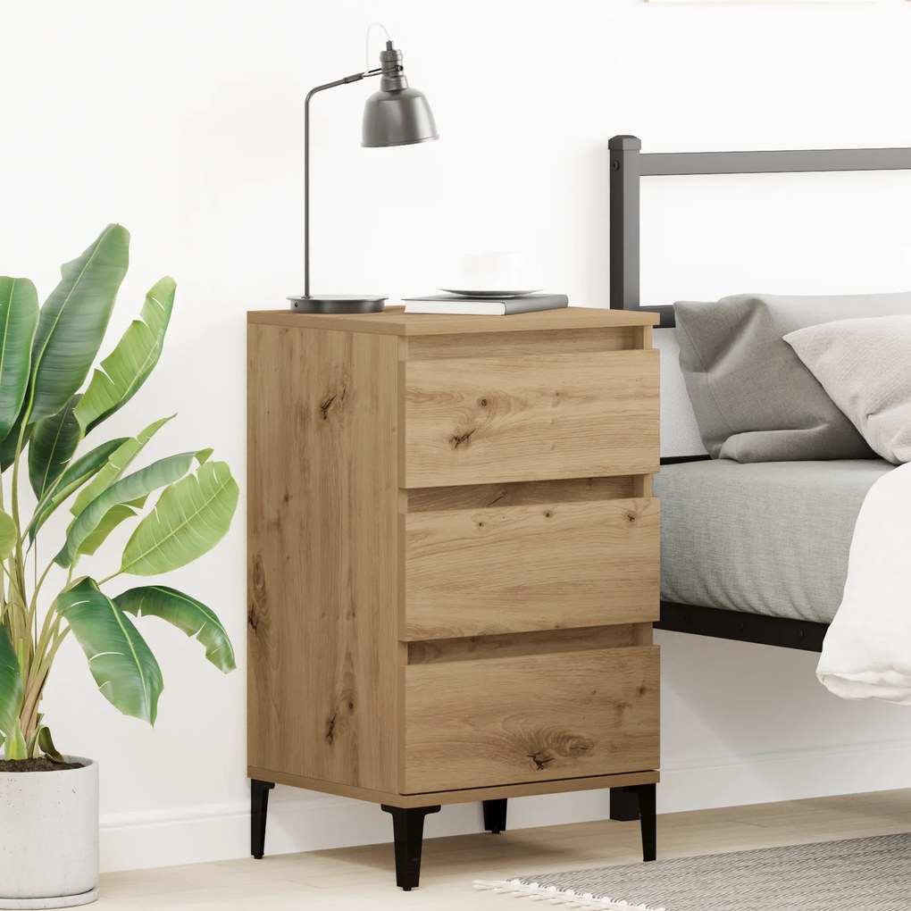 vidaXL Κομοδίνο Καλλιτέχνη Δρυς 40x35x70 εκ Επεξεργασμένο Ξύλο