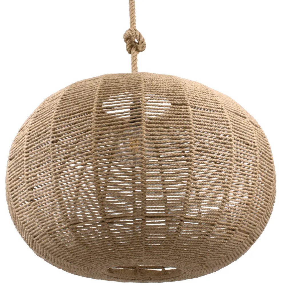 00732 GloboStar®  MANDALA 00732 Boho Κρεμαστό Φωτιστικό Μπάλα Μονόφωτο 1 x E27 IP20 Μπεζ Σχοινί - Μ80 x Π80 x Υ60cm