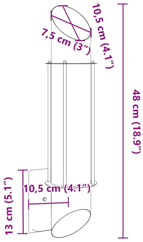 vidaXL Φωτιστικό Τοίχου Εξωτερικού Χώρου Μαύρο από Ανοξείδωτο Ατσάλι