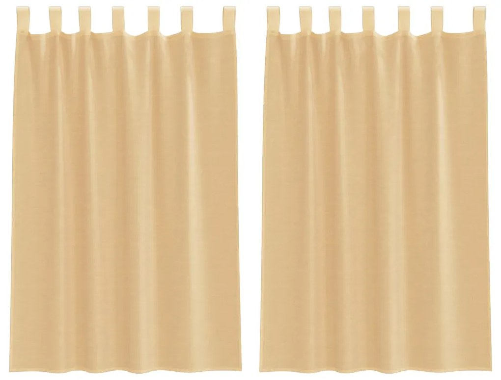 vidaXL Κουρτίνες Voile με βρόχους 2 τεμάχια Άμμος 140x175 cm