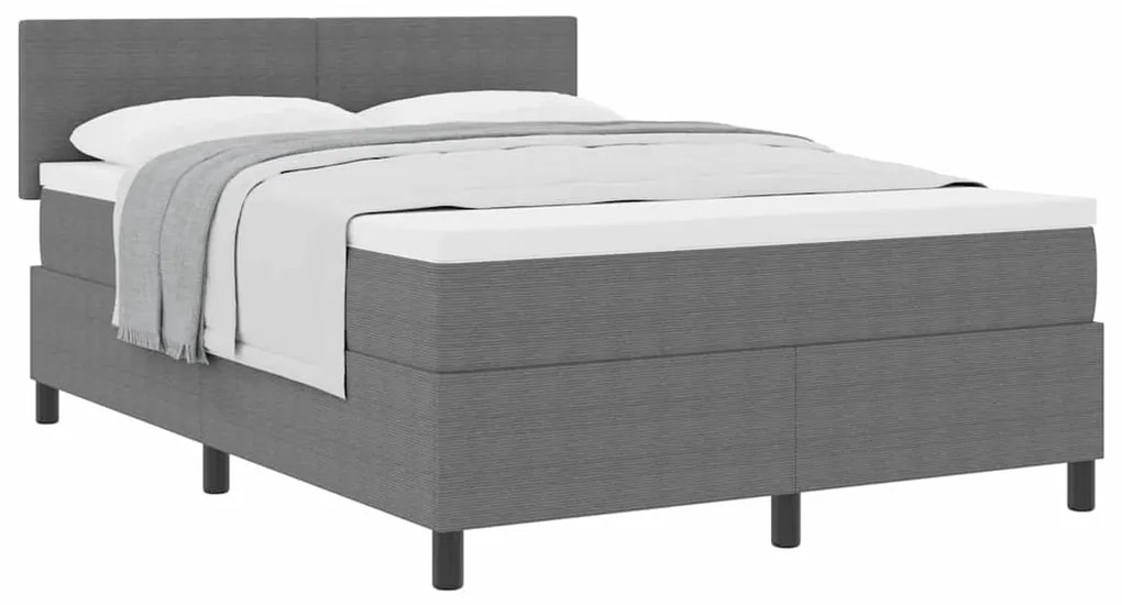 vidaXL Κρεβάτι με ελατήρια Απαλό Γκρι,Λευκό 203 x 144 x 88 εκ Βελούδο