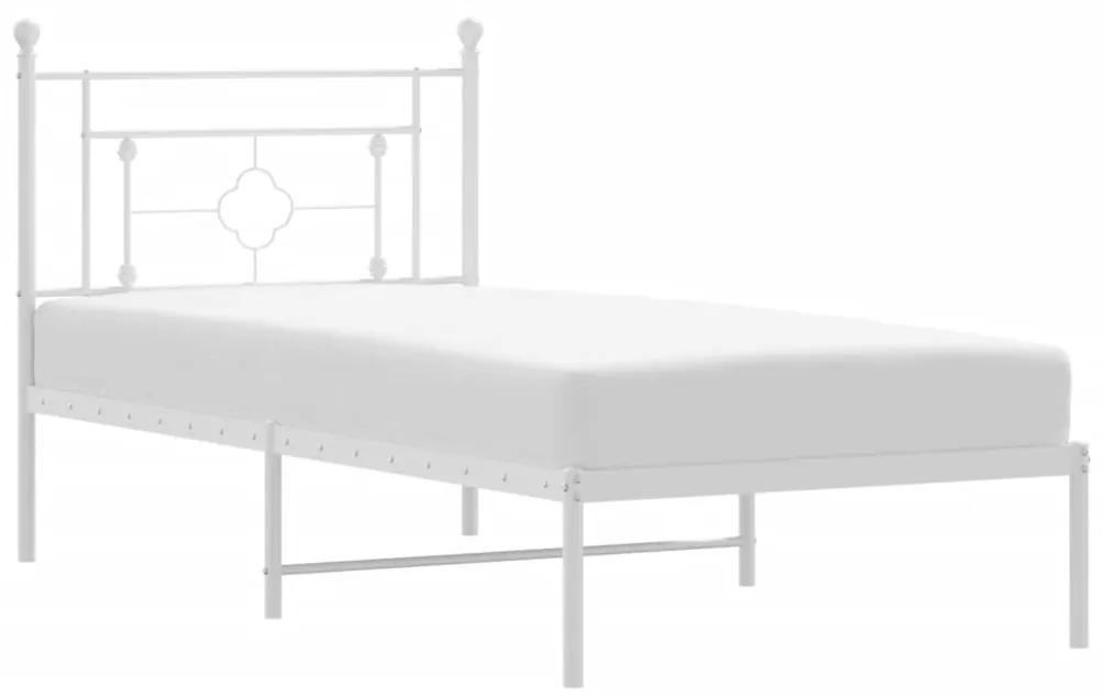vidaXL Πλαίσιο Κρεβατιού με Κεφαλάρι Λευκό 100 x 200 εκ. Μεταλλικό