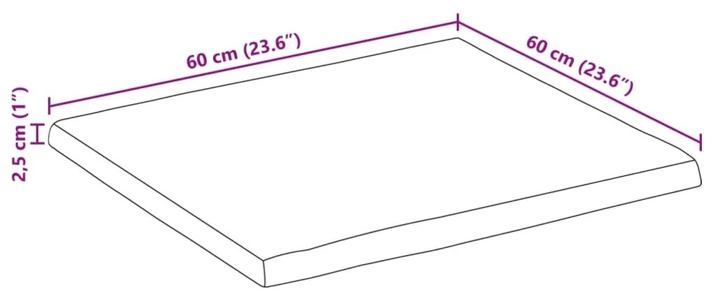 ΕΠΙΦΑΝΕΙΑ ΤΡΑΠΕΖΙΟΥ 60X60X2,5 ΕΚ. LIVE EDGE ΜΑΣΙΦ ΞΥΛΟ ΜΑΝΓΚΟ 370762