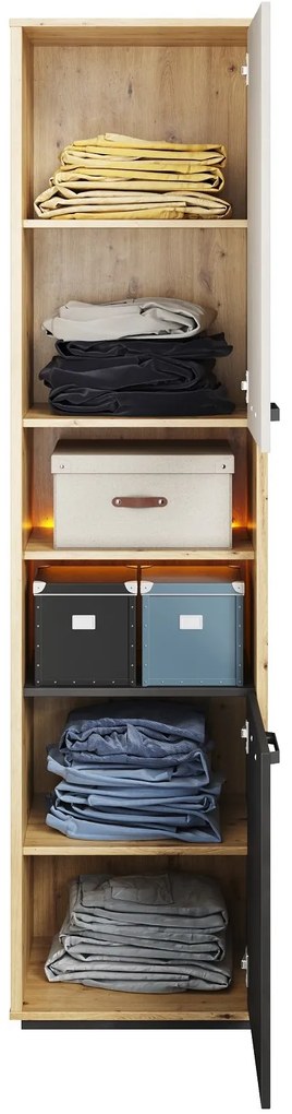 Βιβλιοθήκη  Qubic με φωτισμό LED Natural &amp; Graphite  QB-04