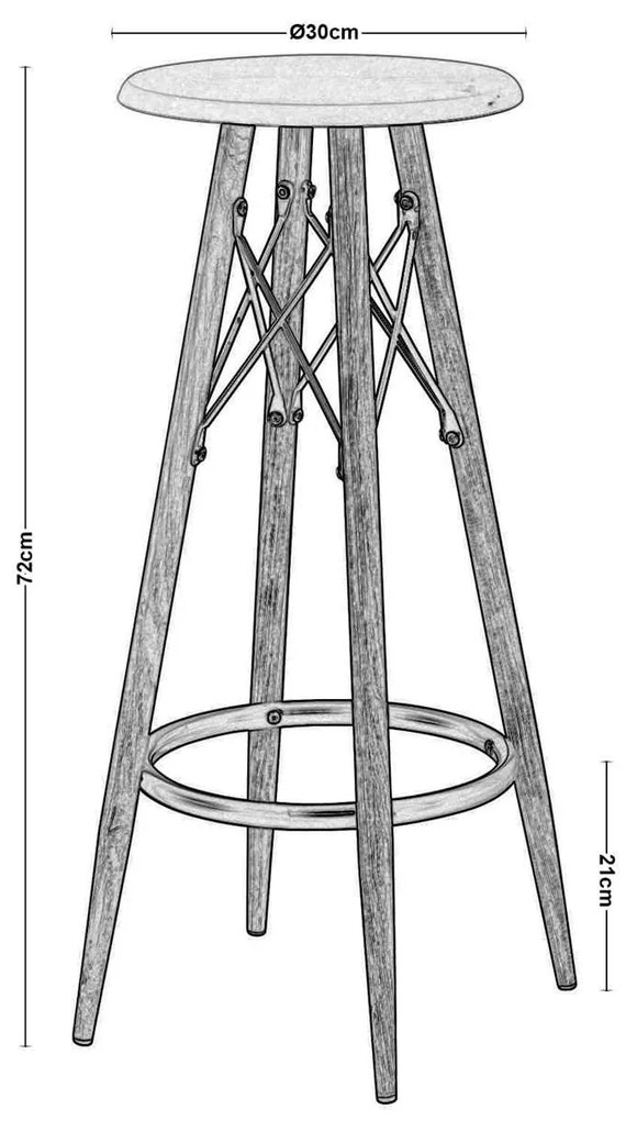 Σκαμπώ MACK BAR Μεταλ.Φυσικό/Άσπρο Φ30cm Η.72cm (Σετ 4 ΤΕΜ)