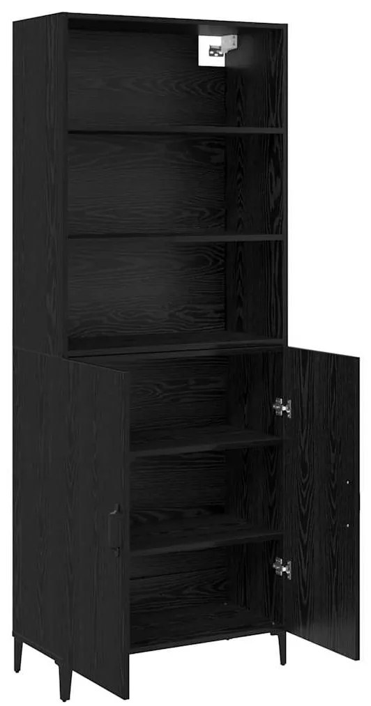 vidaXL Πλαϊνό γραφείο Επιτοίχιο 2 pcs Μαύρη Οξυά 69.5 x 32.5 x 180 εκ