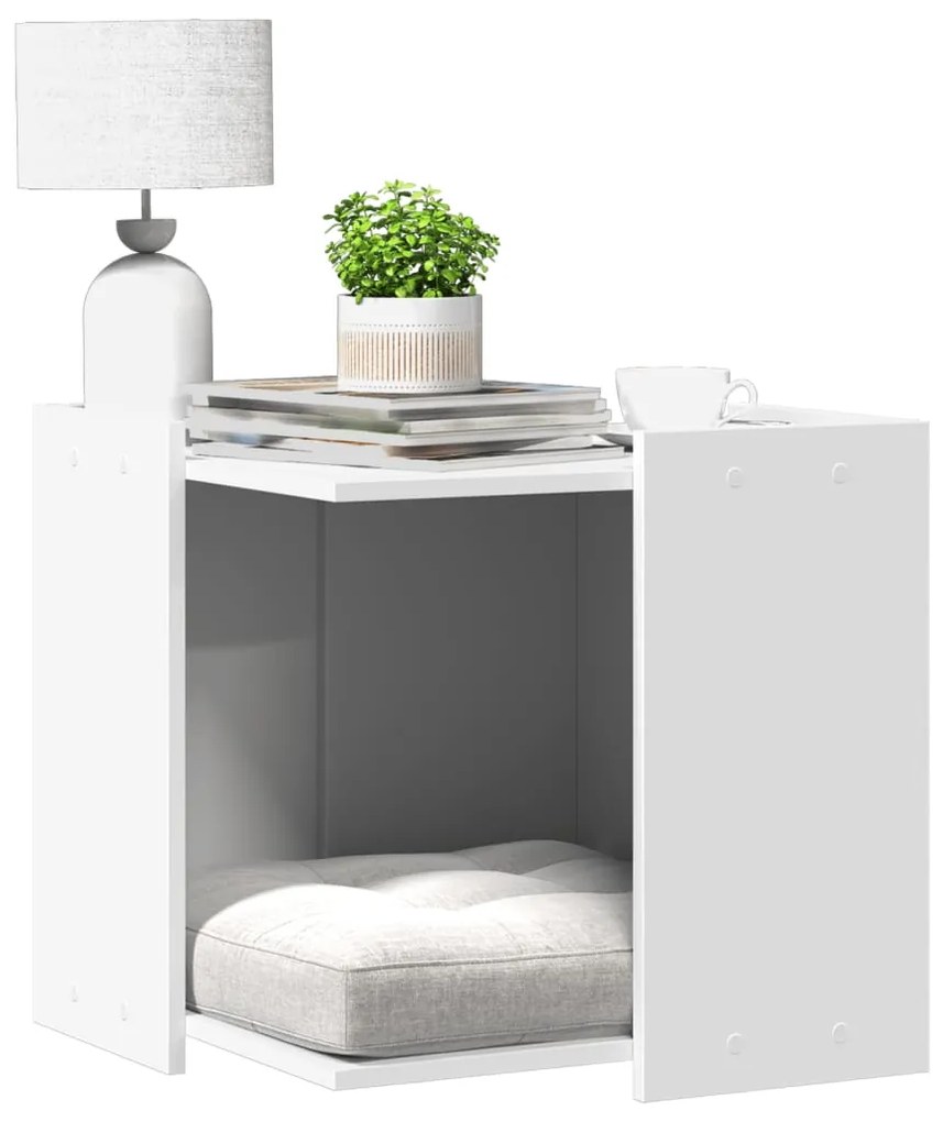 Τουαλέτα Γάτας Περίφραξη Λευκό 53x53x51 εκ. Επεξεργασμ. Ξύλο