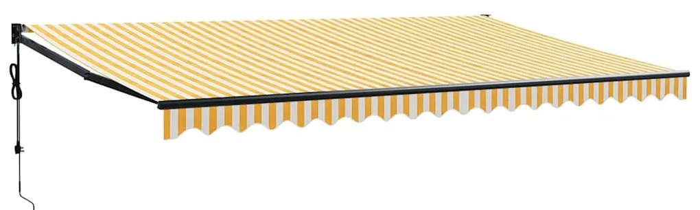 vidaXL Τέντα Πτυσσόμενη Αυτόματη Κίτρινη και Λευκή 5 x 3 μ.