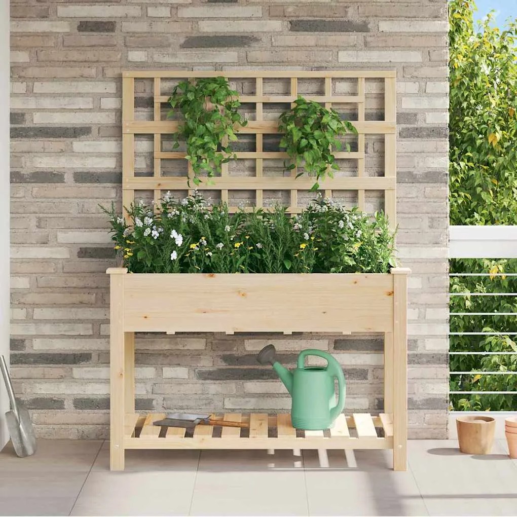 vidaXL Γλάστρα Κήπου Μπεζ 115 x 60.5 x 153 εκ. Στερεό ξύλο έλατου
