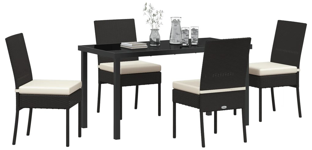 vidaXL Σέτ φαγητού για κήπο 5 pcs Μαύρο Πολυ ράταν