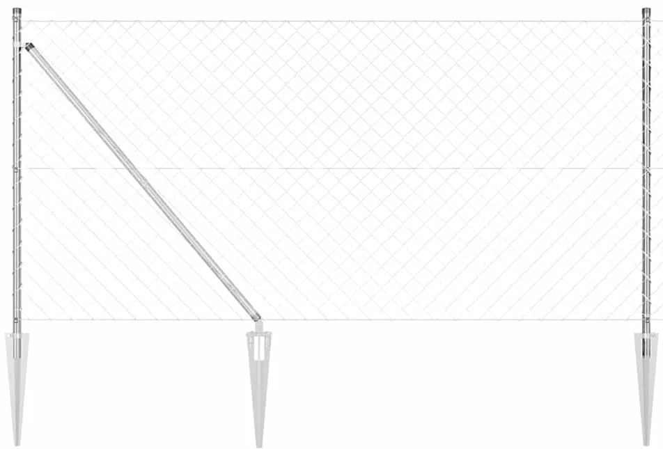 vidaXL Φράχτης από αλυσίδα με στήλες Ασημί 1 x 10 m Ατσάλι