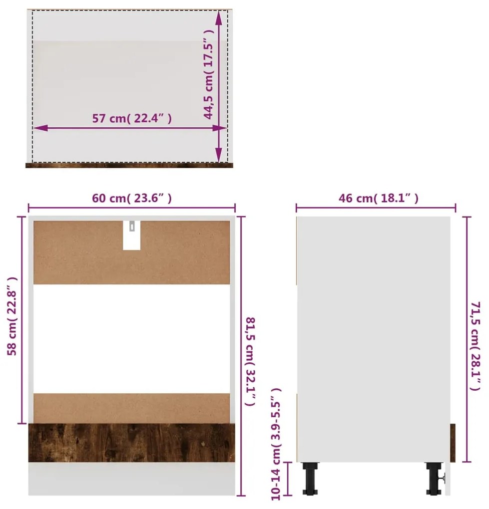 Ντουλάπι Φούρνου Riga Καπνιστή Δρυς 60x46x81,5 εκ 825834