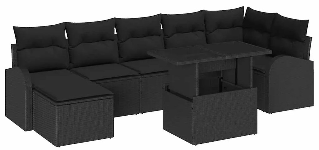 vidaXL Σετ Καναπέ Κήπου με μαξιλάρι 8 pcs Μαύρο