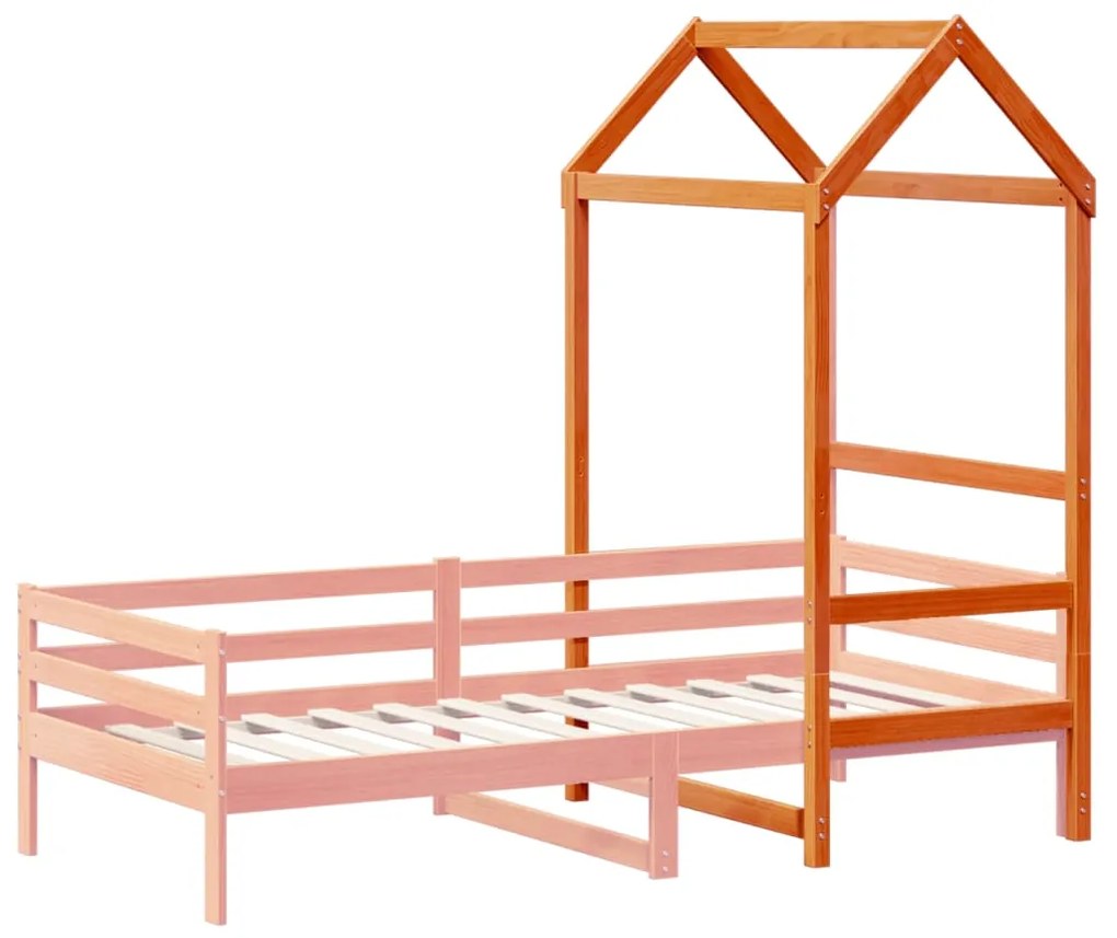 vidaXL Οροφή Κρεβατιού Παιδική Καφέ 118x70x176,5 εκ. Μασίφ Ξύλο Πεύκου