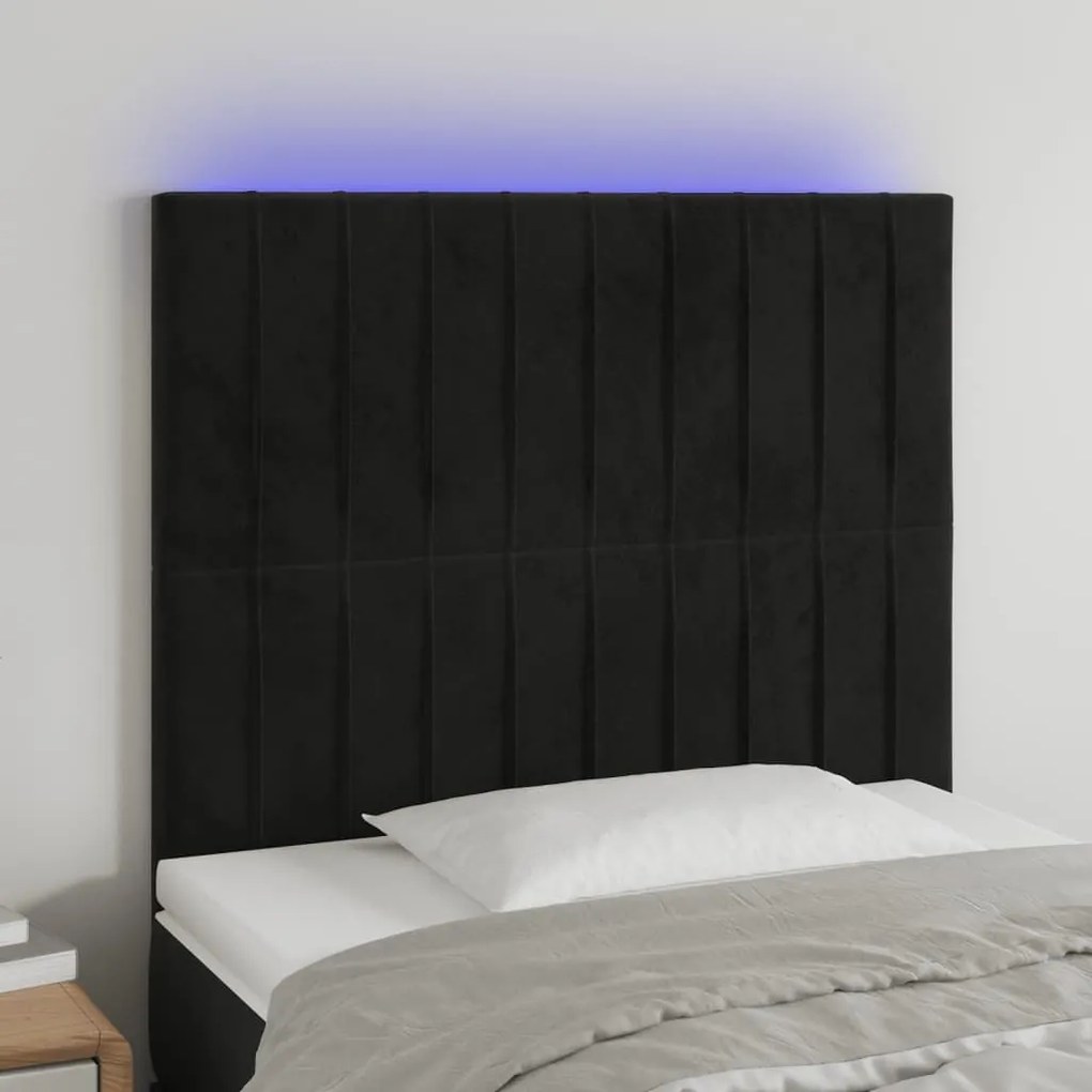 Κεφαλάρι Κρεβατιού LED Μαύρο 100x5x118/128 εκ. Βελούδινο 3122706