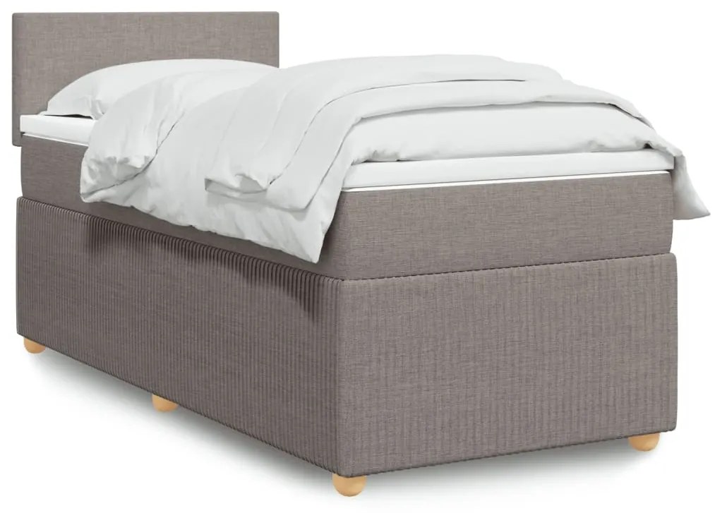 Κρεβάτι Boxspring με Στρώμα Taupe 100 x 200 εκ. Υφασμάτινο - Μπεζ-Γκρι