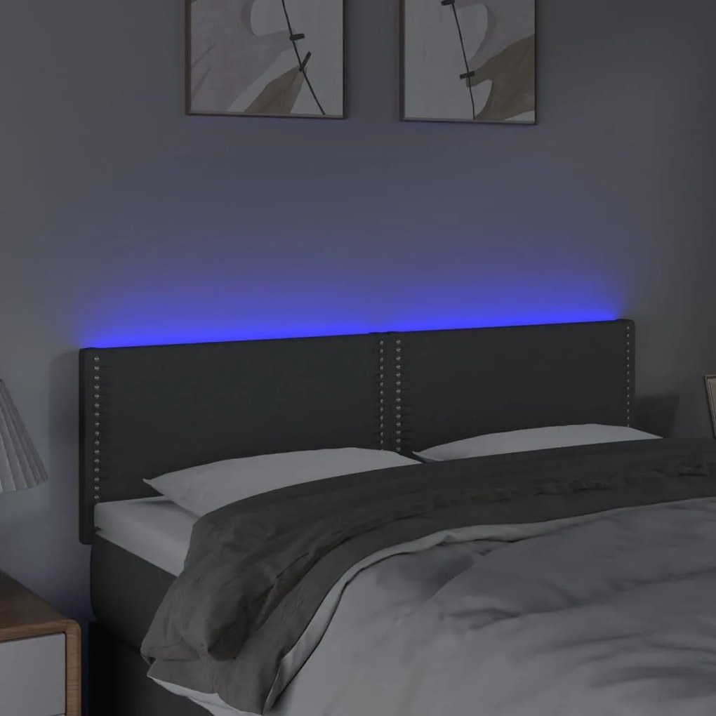 Κεφαλάρι Κρεβατιού LED Σκούρο Γκρι 144x5x78/88 εκ. Υφασμάτινο - Γκρι
