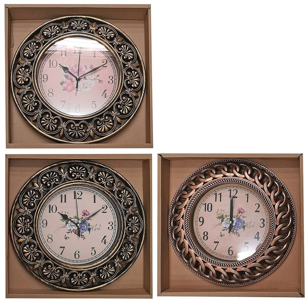 Ρολόι Τοίχου Αντικέ Χρυσό Μπρονζέ 30cm Homie 321897