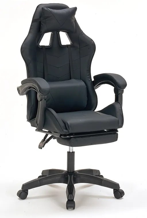 A9937 ΜΑΥΡΟ PVC ΠΟΛΥΘΡΟΝΑ GAMING/ΜΕ ΥΠΟΠΟΔΙΟ ZITA PLUS 64X59X43-112/53-125εκ.