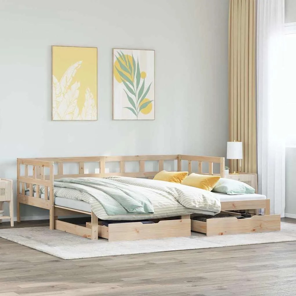 vidaXL Καναπές Κρεβάτι Συρόμενος Χωρίς Στρώμα 90x190 εκ. &amp; Συρτάρια