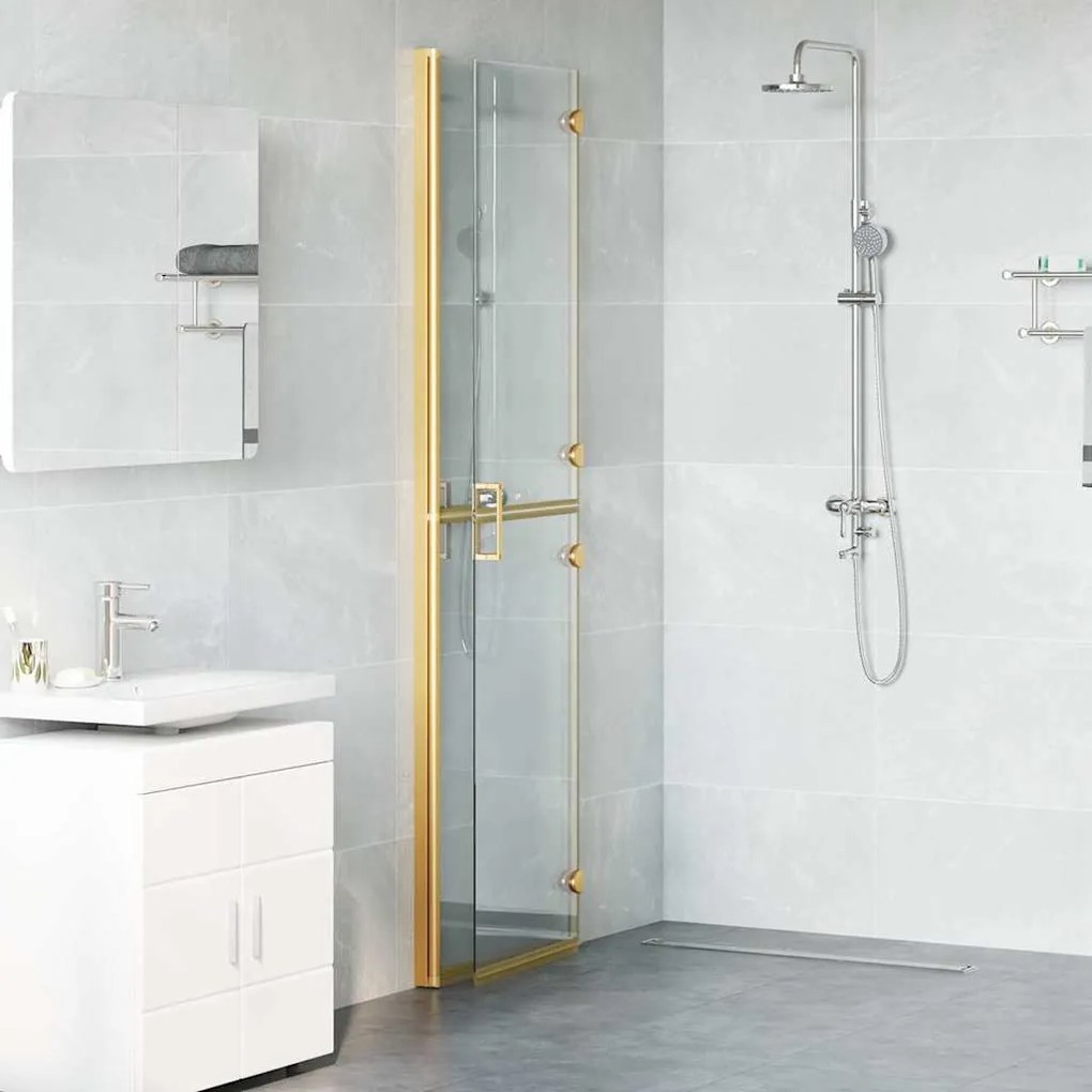 vidaXL Τοίχος ντους Walk-in Χρυσό και διαφανές 110 x 190 cm