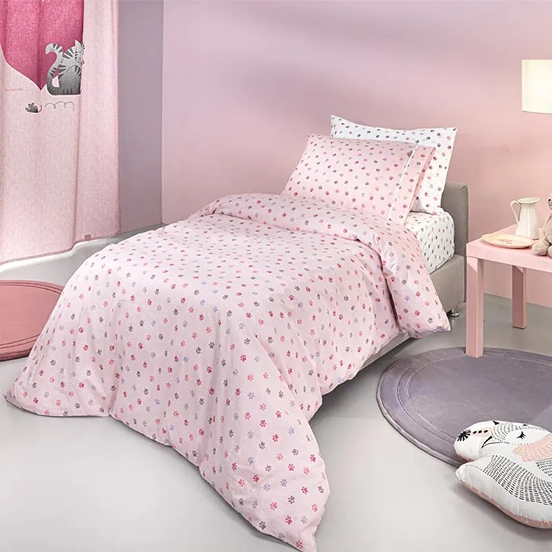 Σεντόνια Μονά (Σετ) Guy Laroche Paw Pinky Ροζ ΧΩΡΙΣ ΛΑΣΤΙΧΟ 165x250
