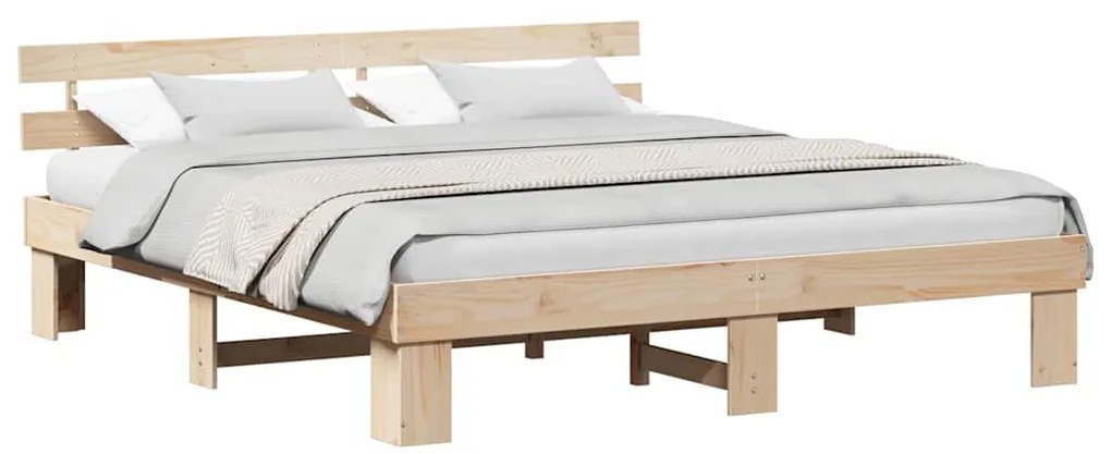vidaXL Σκελετός Κρεβατιού Φυσικό 200 x 200 cm Στερεά ξυλεία πεύκου
