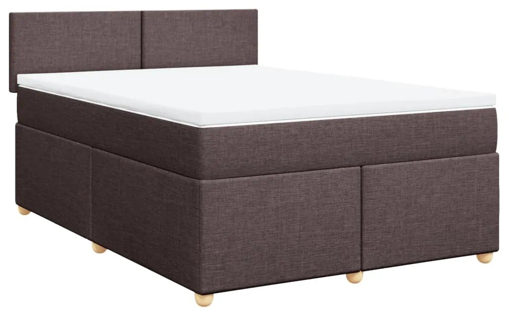 Κρεβάτι Boxspring με Στρώμα Σκούρο Καφέ 140x200 εκ Υφασμάτινο - Καφέ