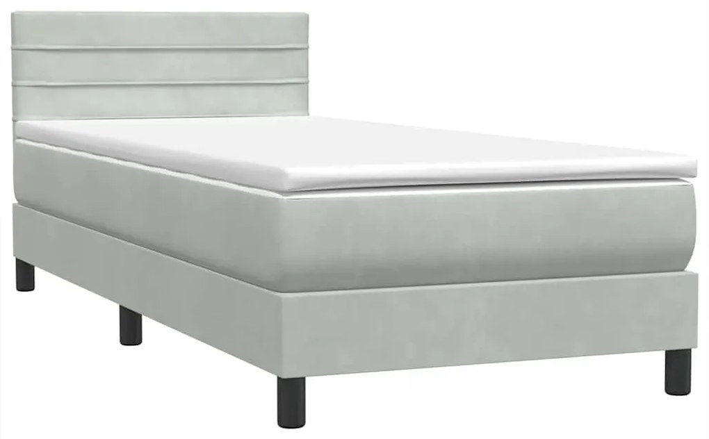 BOX SPRING ΚΡΕΒΑΤΙ ΜΕ ΣΤΡΩΜΑ ΑΝΟΙΧΤΟ ΓΚΡΙ 90X210 CM ΒΕΛΟΥΔΙΝΟ 3316959