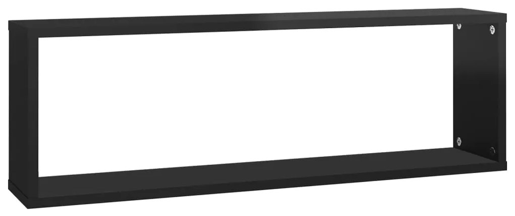 vidaXL Ράφια Κύβοι Τοίχου 4 τεμ. Γυαλ. Μαύρο 80x15x26,5εκ. Μοριοσανίδα