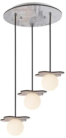 Κρεμαστό Φωτιστικό Οροφής 3ΧG9 ZM170043POW MDF Γυαλί ACA-ZM170043POW-Λευκό-Ασημί ZM170043POW