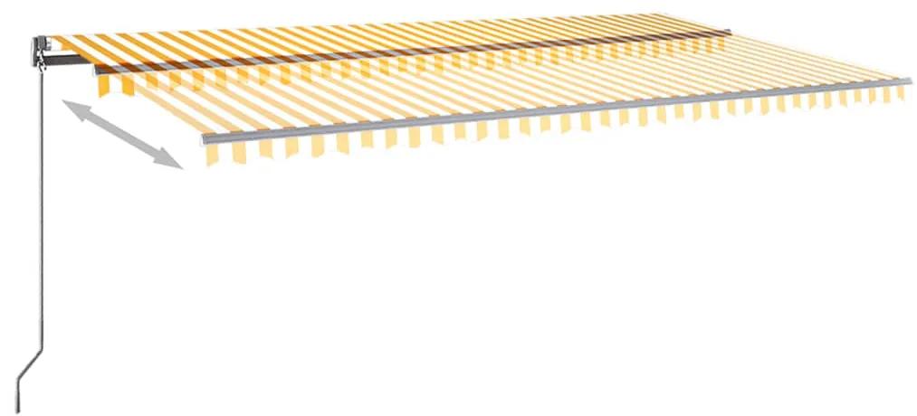 vidaXL Τέντα Αυτόματη με LED&Αισθητήρα Ανέμου Κίτρινο/Λευκό 600x350εκ.