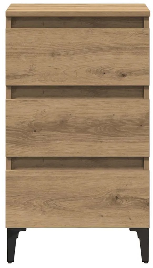 vidaXL Ντουλάπι κρεβατιού με μεταλλικά πόδια Artisan Oak 40x35x69 cm