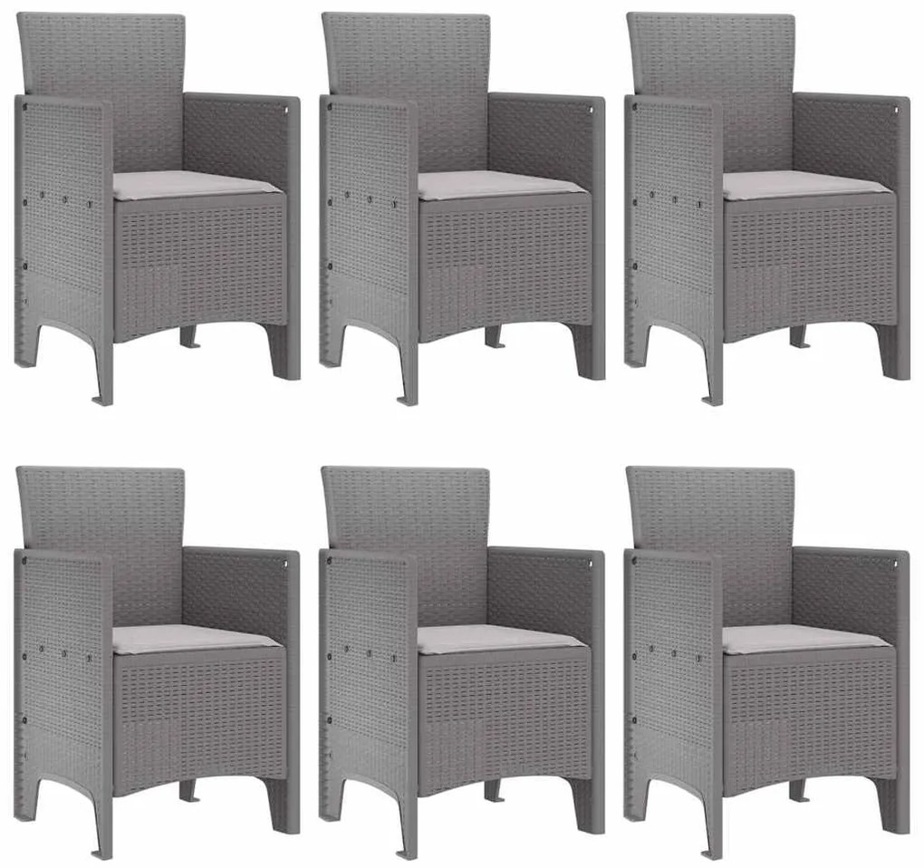 vidaXL Σέτ φαγητού για κήπο 7 pcs Ανοιχτό γκρι Rattan Polt