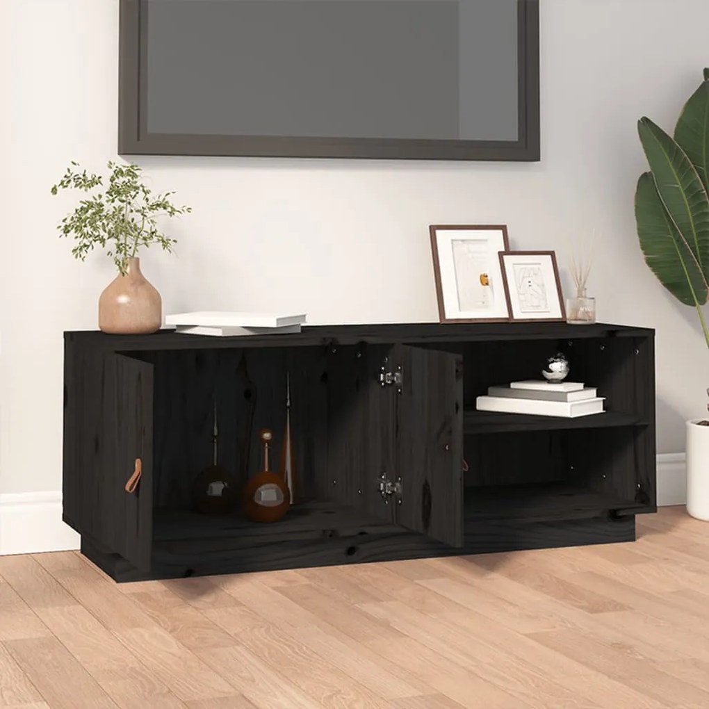 vidaXL Έπιπλο Τηλεόρασης Μαύρο 105x34x40 εκ. από Μασίφ Ξύλο Πεύκου