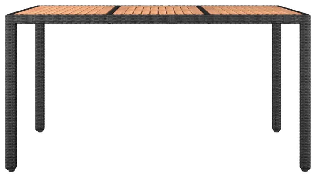 vidaXL Τραπέζι Κήπου με Ξύλινη Επιφάνεια Μαύρο Συνθ Ρατάν/Μασίφ Ακακία