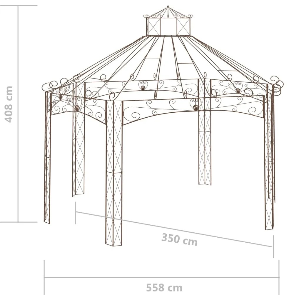 vidaXL Κιόσκι Κήπου Αντικέ Καφέ 558 x 350 x 408 εκ. Σιδερένιο