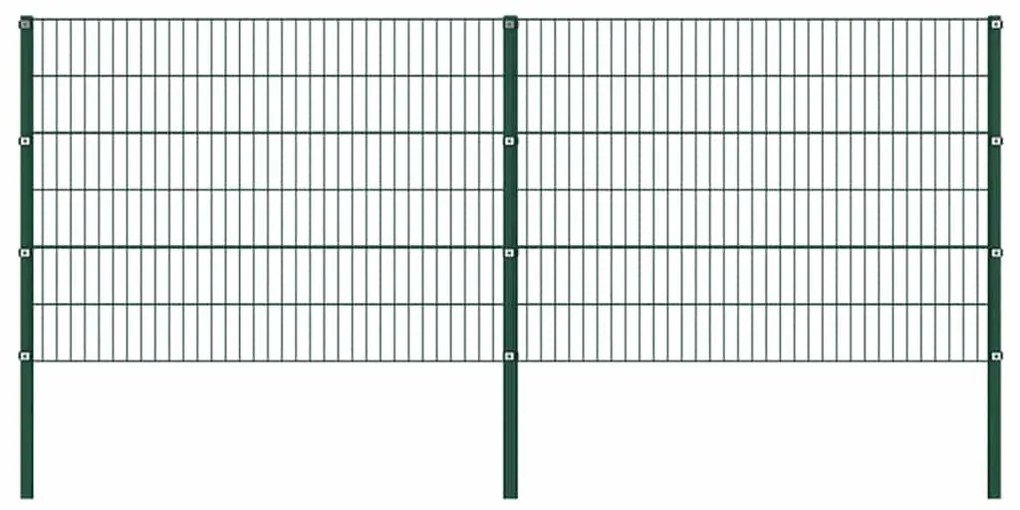 vidaXL Πάνελ Περίφραξης με Στύλους Σιδερένιο Πράσινο 349 x 120 εκ.