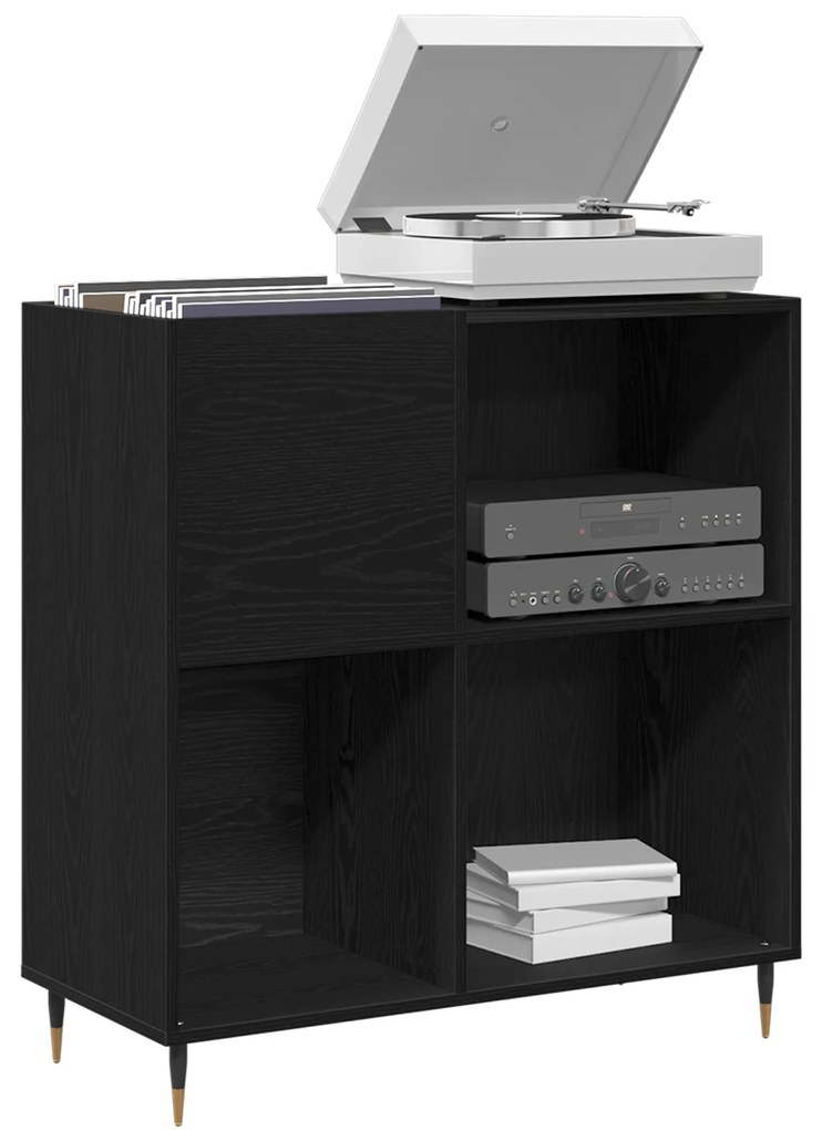 vidaXL Ντουλάπι Δισκογραφίας Μαύρη Δρυς 84,5x38x89 εκ Επεξεργασμένο Ξύλο
