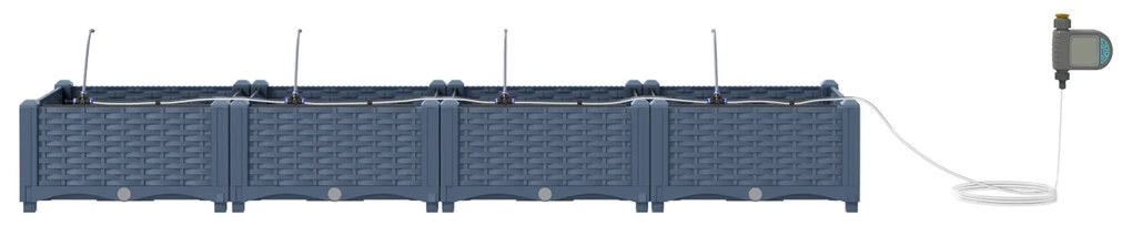 vidaXL Γλάστρες Κήπου 1 τεμ Γκρι 160 x 40 x 22 cm Πλαστικό