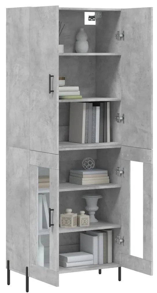 vidaXL Ντουλάπι Γκρι Σκυροδέματος 69,5x34x180 εκ. Επεξεργασμένο Ξύλο