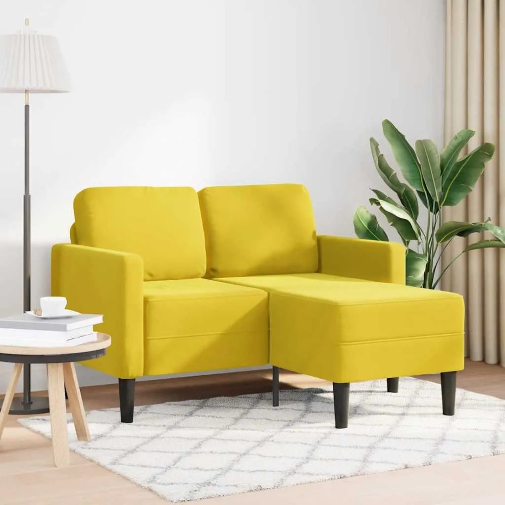 vidaXL 2θέσιος καναπές με καναπέ σε σχήμα L κίτρινο 125 εκ. Βελούδινος