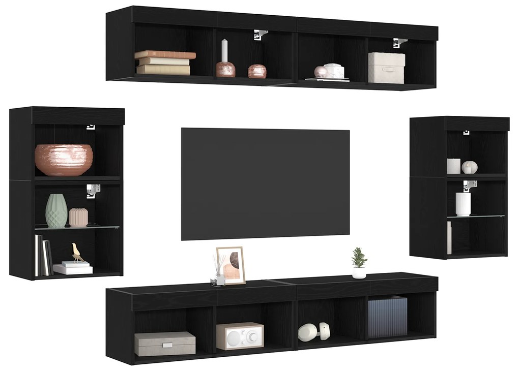 vidaXL Κρεμαστά ράφια 2 τμχ Μαύρη βελανιδιά 40x28,5x40 εκ. Ξύλο Επεξεργασμένης