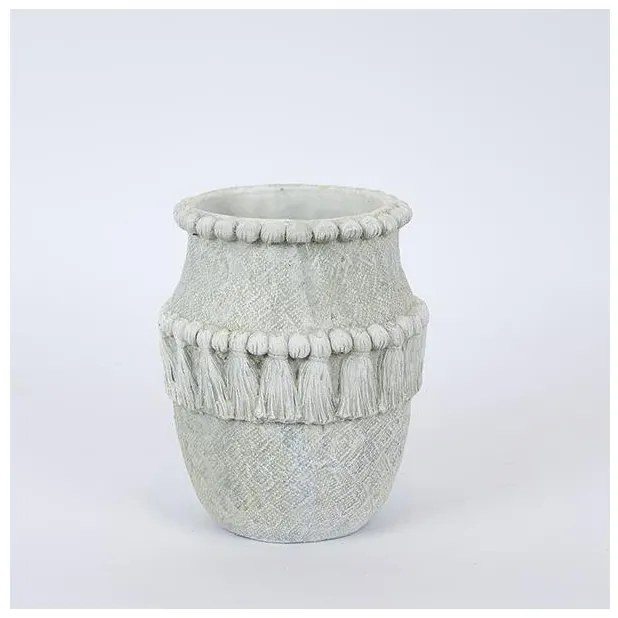 Πυθάρι Τσιμεντένιο Γκρι Με Κρόσσια 17.5x17.5x20.5cm 752-18063 Estheti-752-18063-Γκρι 752-18063